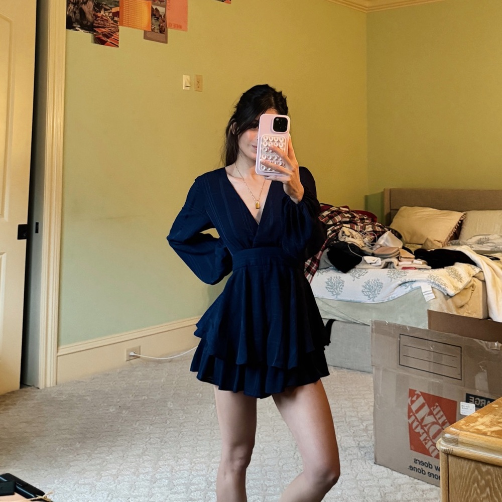 Princess Polly String Of Stars Romper Navy Blue